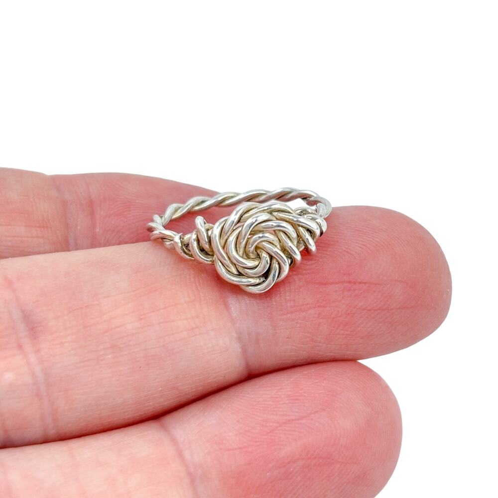 Vintage Sterling Silver 925 Woven Knot Ring Size 5.5